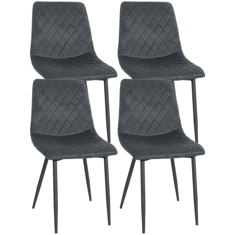 Lot de 4 chaises Telde en velours gris foncé