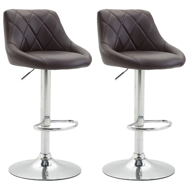 Lot de 2 tabourets de bar Lazio simili cuir C brun
