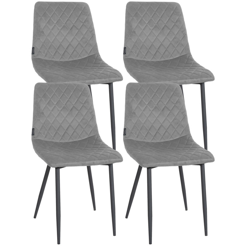 Lot de 4 chaises Telde en velours gris