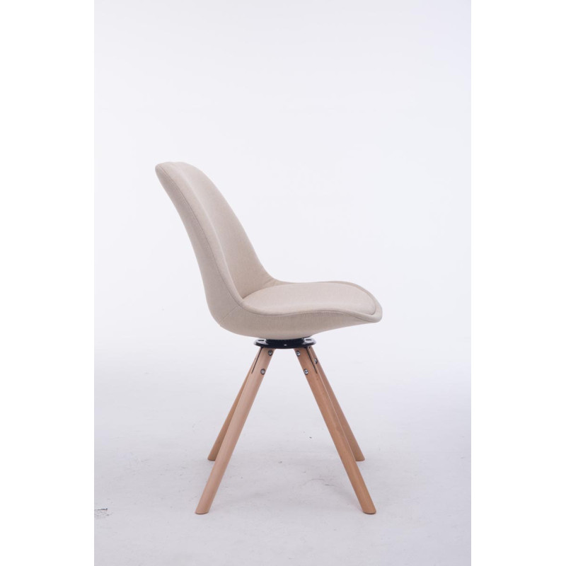 Silla para visitas Troyes Rund en Tela Crema,Natural