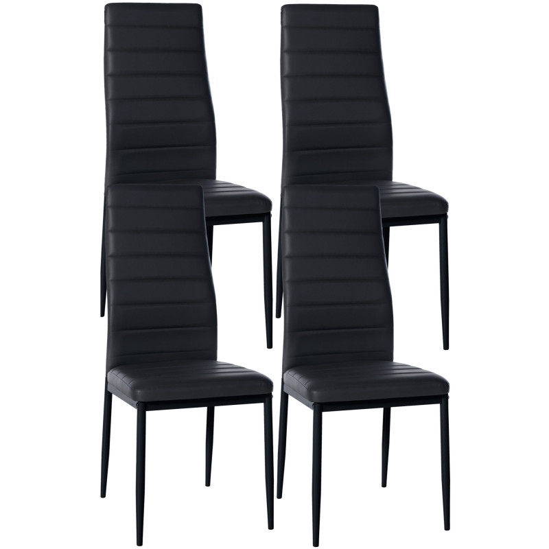 Lot de 4 chaises de salle à manger Mayfair simili cuir noir