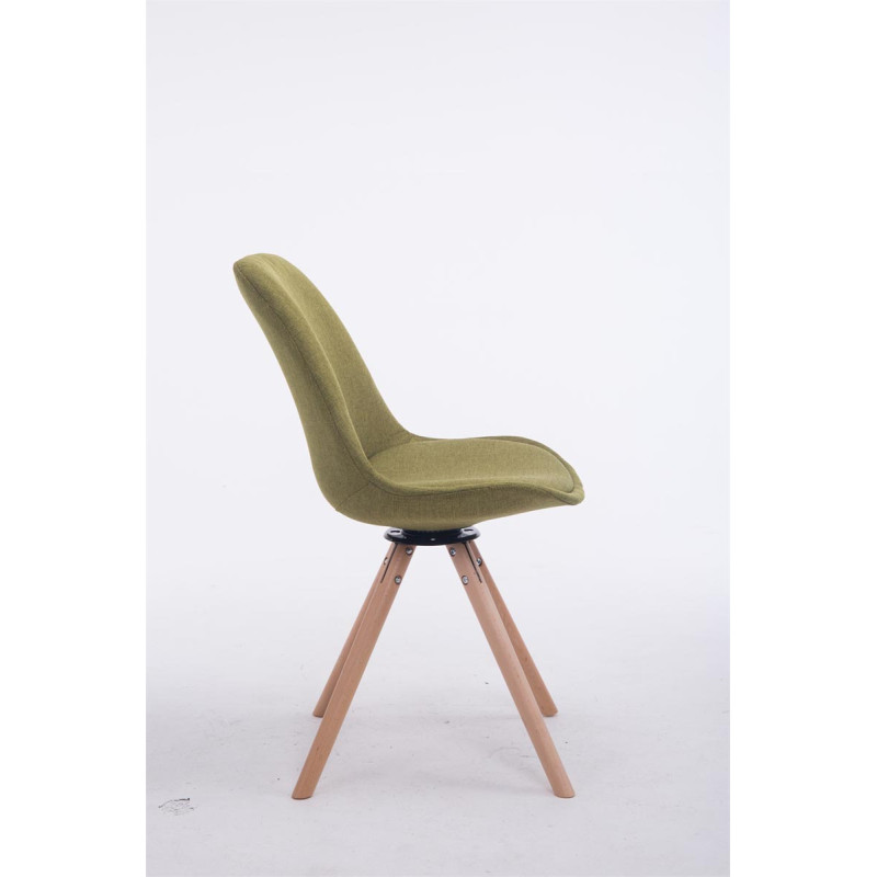 Chaise visiteur pivotante Troyes Natura en tissu vert rond
