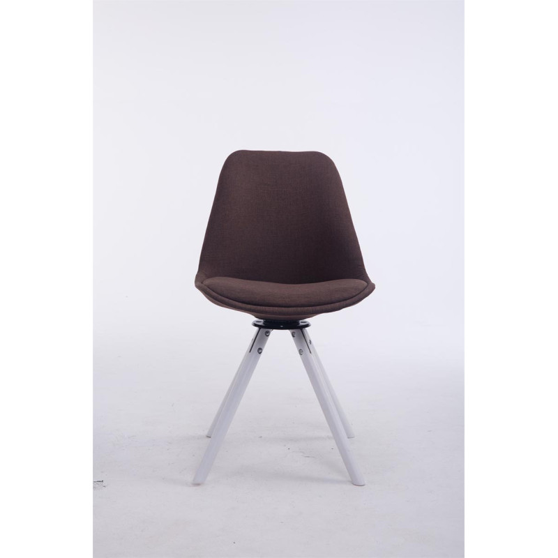 Silla para visitas Troyes Rund en Tela Marrón,Blanco