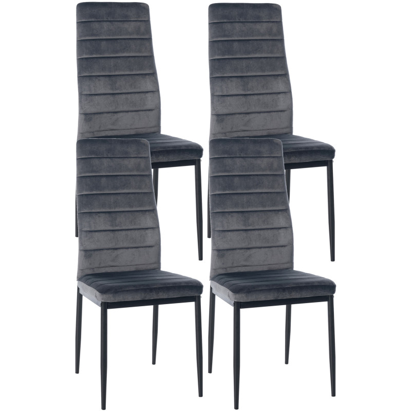 Lot de 4 chaises de salle à manger Mayfair velours gris