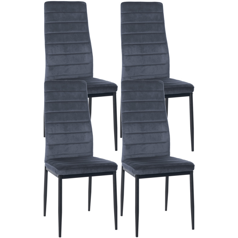 Lot de 4 chaises de salle à manger Mayfair velours gris clair