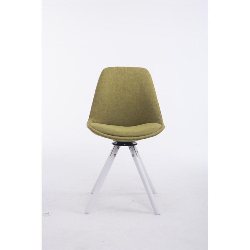 Chaise visiteur pivotante Troyes en tissu blanc, ronde et verte