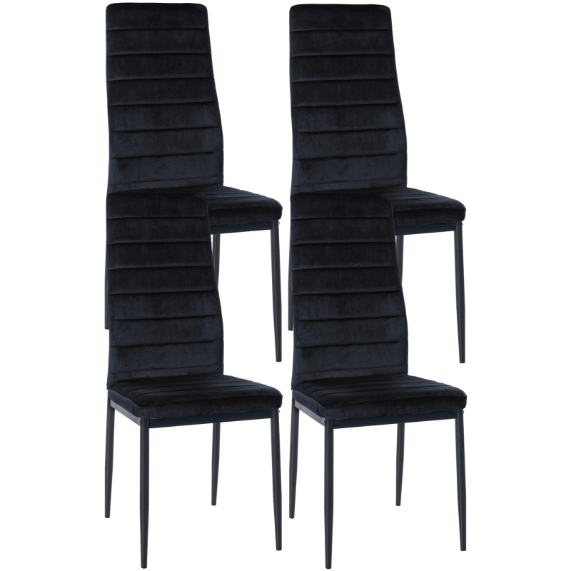 Lot de 4 chaises de salle à manger Mayfair velours noir