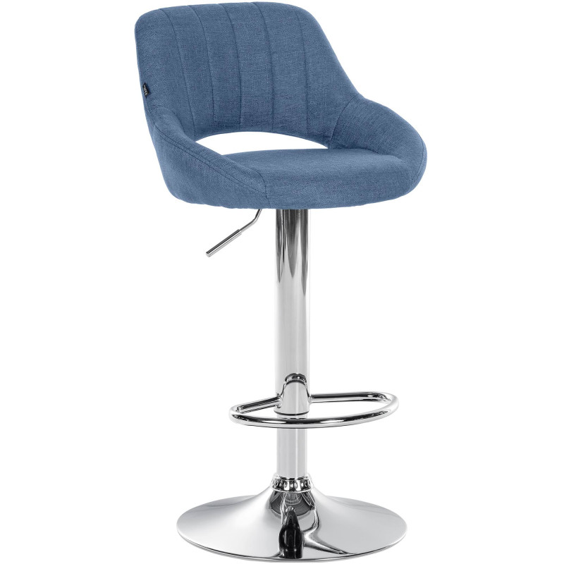 Tabouret de bar Milet tissu bleu chrome