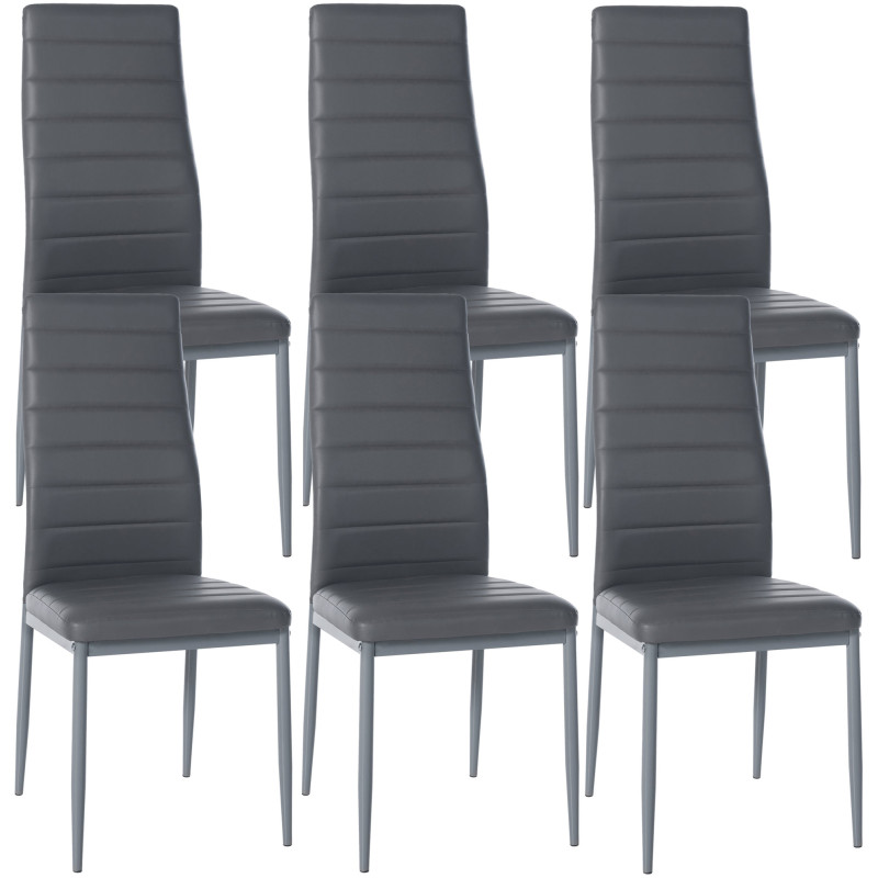 Lot de 6 chaises de salle à manger Mayfair en simili cuir gris