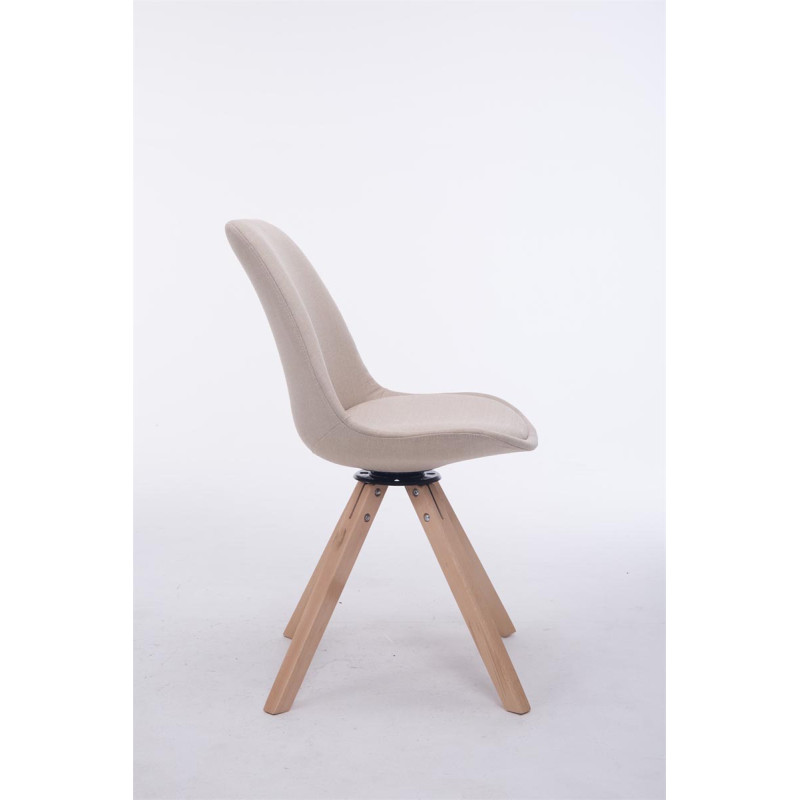 Silla para Visitas Troyes Square en Tela Crema,Natural