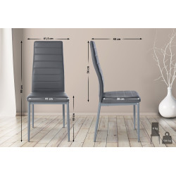 Lot de 6 chaises de salle à manger Mayfair en simili cuir gris