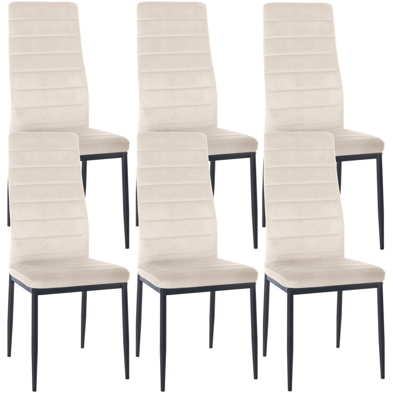 Lot de 6 chaises de salle à manger en velours Mayfair crème
