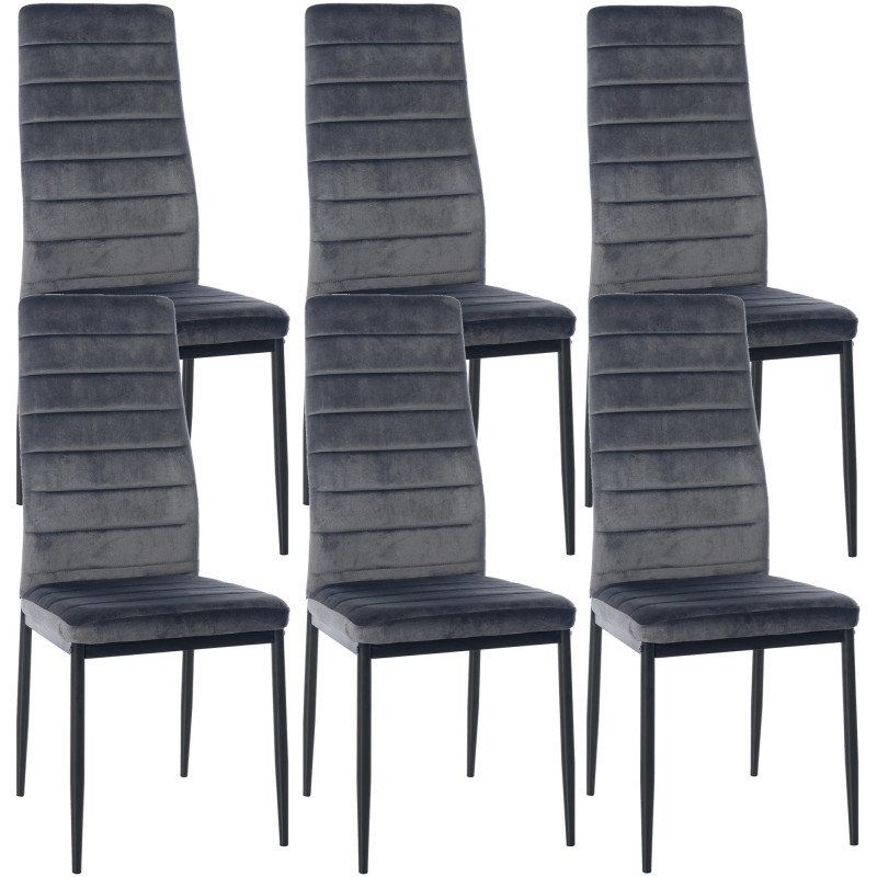 Lot de 6 chaises de salle à manger en velours Mayfair gris