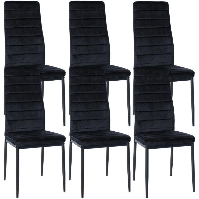 Lot de 6 chaises de salle à manger en velours Mayfair noir