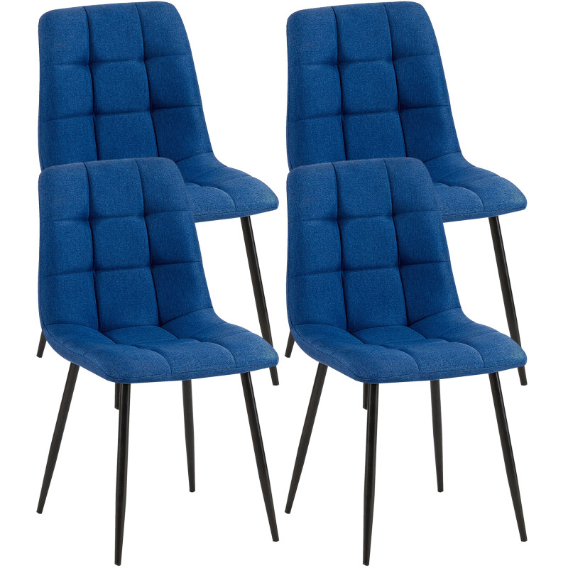 Lot de 4 chaises de salle à manger tissu Antibes bleu