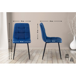 Lot de 4 chaises de salle à manger tissu Antibes bleu