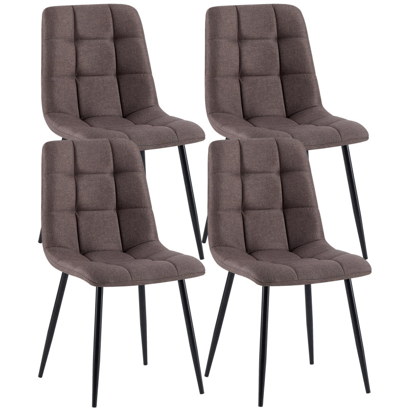 Lot de 4 chaises de salle à manger tissu Antibes brun
