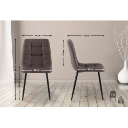 Lot de 4 chaises de salle à manger tissu Antibes brun