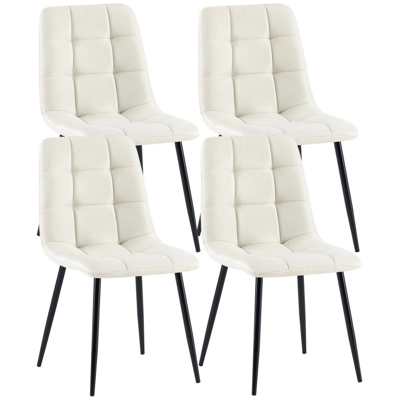 Lot de 4 chaises de salle à manger tissu Antibes crème