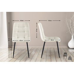 Lot de 4 chaises de salle à manger tissu Antibes crème