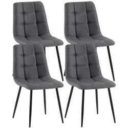 Lot de 4 chaises de salle à manger tissu Antibes gris foncé