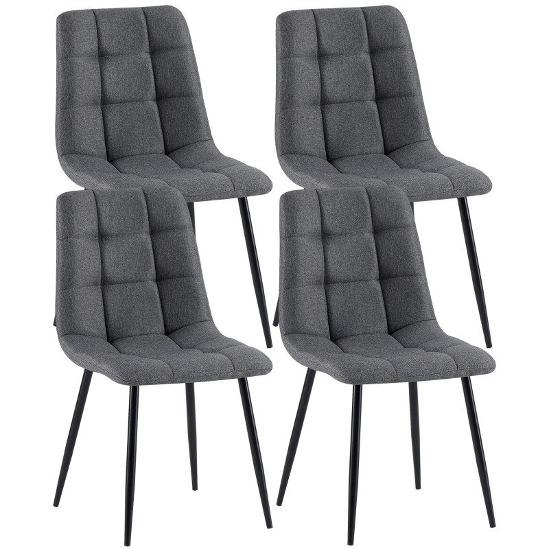 Lot de 4 chaises de salle à manger tissu Antibes gris foncé