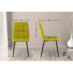 Lot de 4 chaises de salle à manger tissu Antibes vert