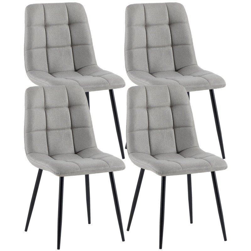 Lot de 4 chaises de salle à manger tissu Antibes gris clair