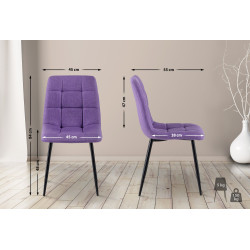 Lot de 4 chaises de salle à manger tissu Antibes violet
