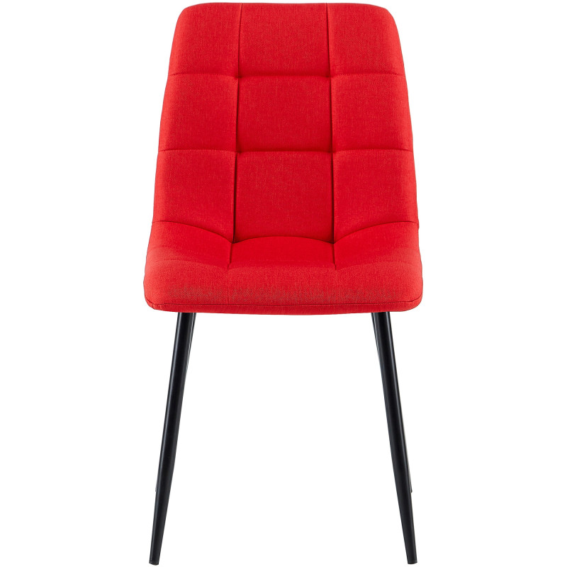 Lot de 4 chaises de salle à manger tissu Antibes rouge