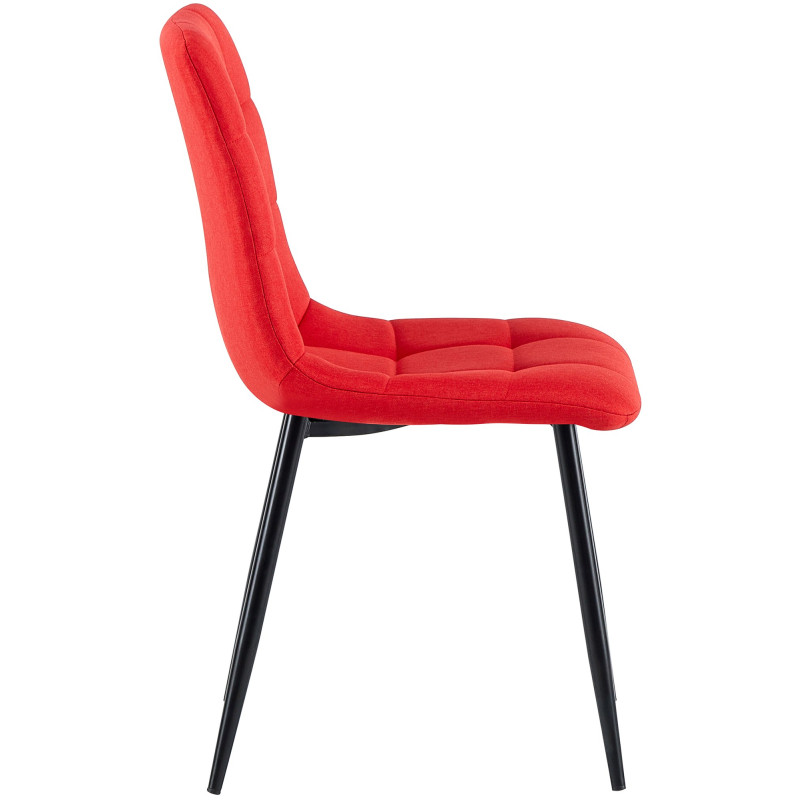 Lot de 4 chaises de salle à manger tissu Antibes rouge