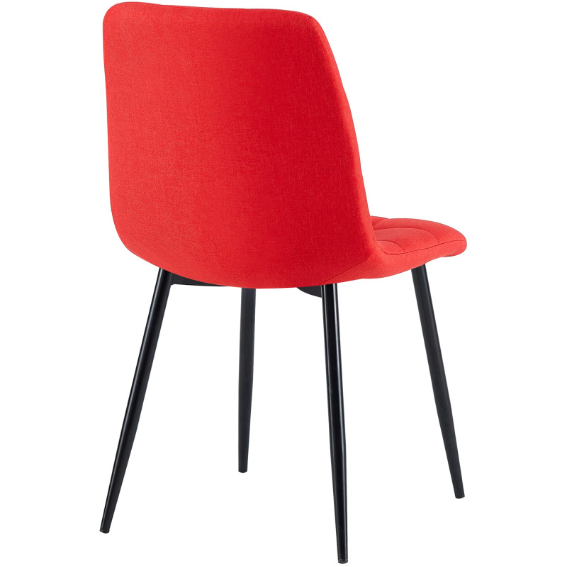 Lot de 4 chaises de salle à manger tissu Antibes rouge