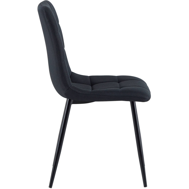 Lot de 4 chaises de salle à manger tissu Antibes noir