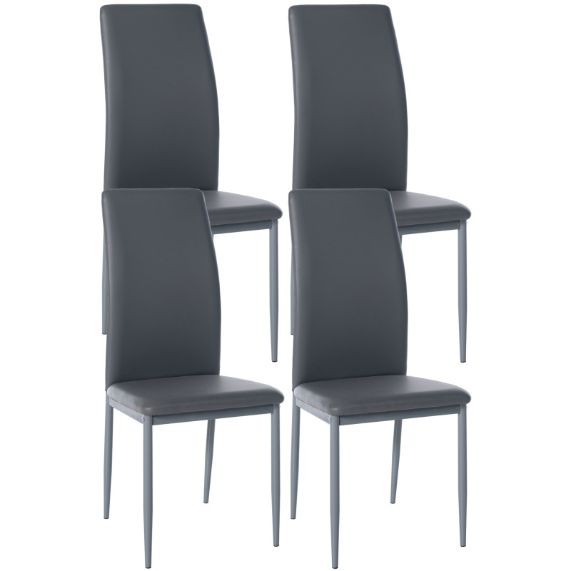 Lot de 4 chaises de salle à manger Savino simili cuir gris