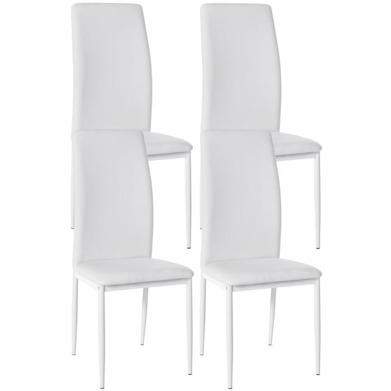 Lot de 4 chaises de salle à manger Savino simili cuir blanc