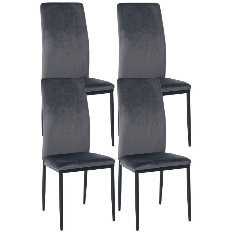 Lot de 4 chaises de salle à manger velours Savino gris
