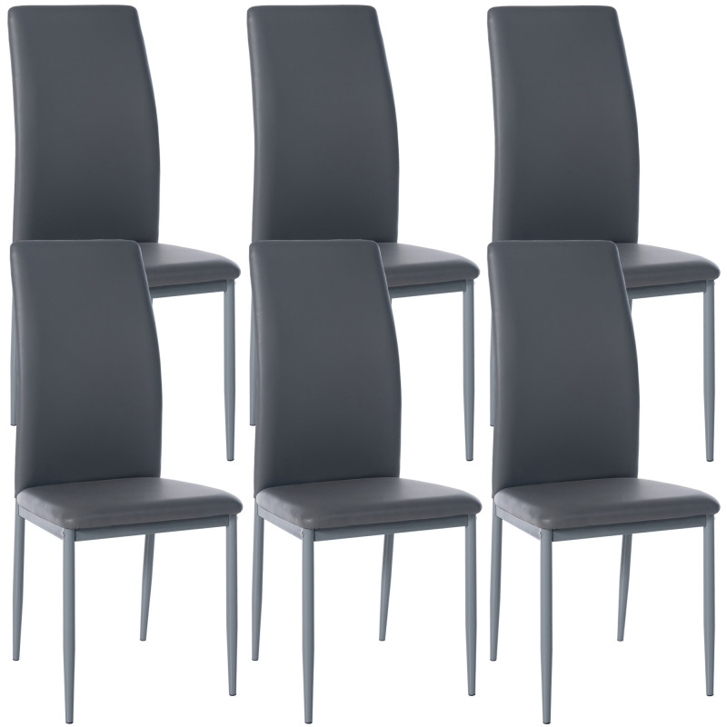 Lot de 6 chaises de salle à manger Savino simili cuir gris