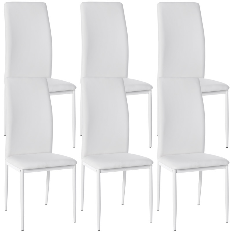 Lot de 6 chaises de salle à manger Savino simili cuir blanc