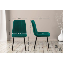 Lot de 4 chaises Dijon tissu vert foncé