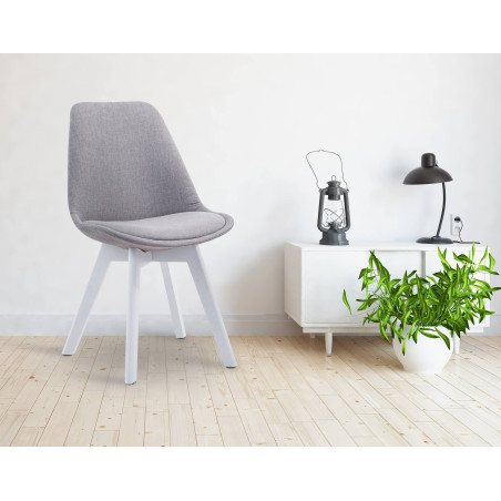 Silla De Comedor Borneo V2 En Tela Gris,Blanco