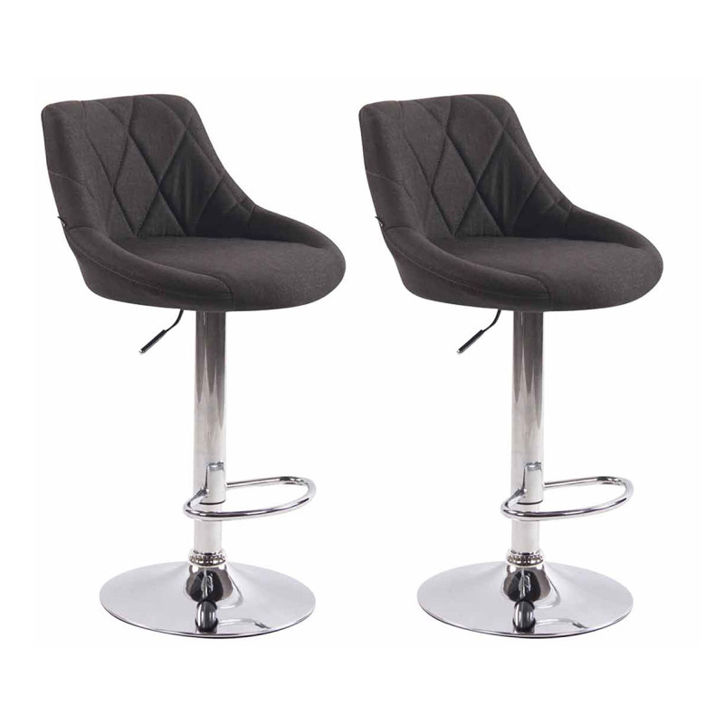 Lot de 2 tabourets de bar Lazio tissu C gris foncé