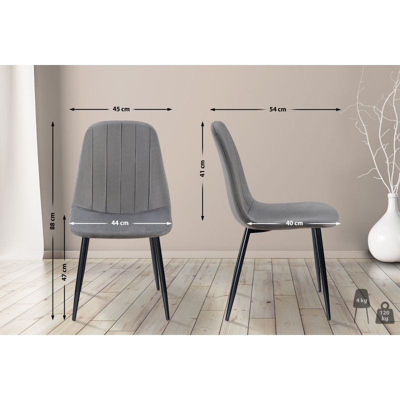 Chaise de salle à manger en velours Baxter gris foncé