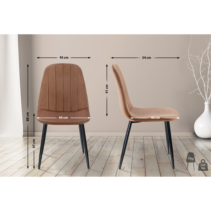 Chaise de salle à manger en velours Baxter brun
