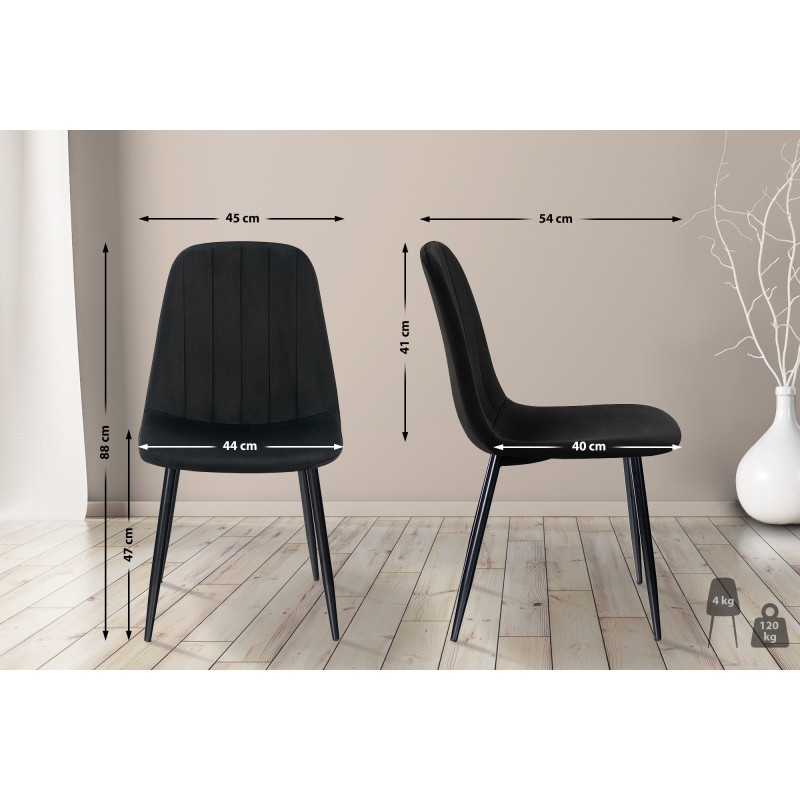 Chaise de salle à manger en velours Baxter noir