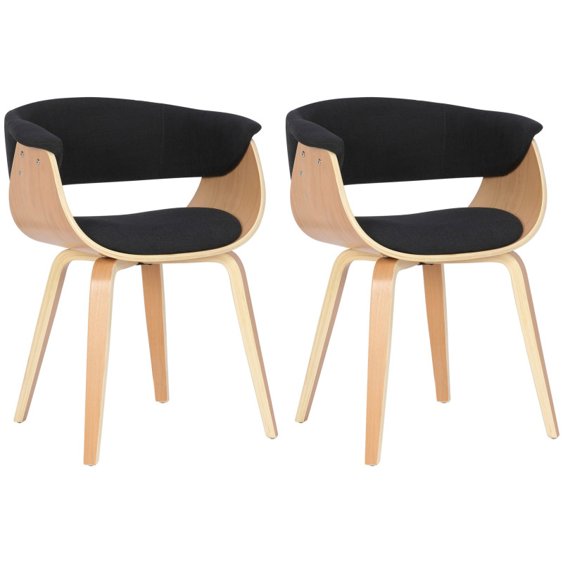 Lot de 2 chaises Bruce en tissu naturel/noir