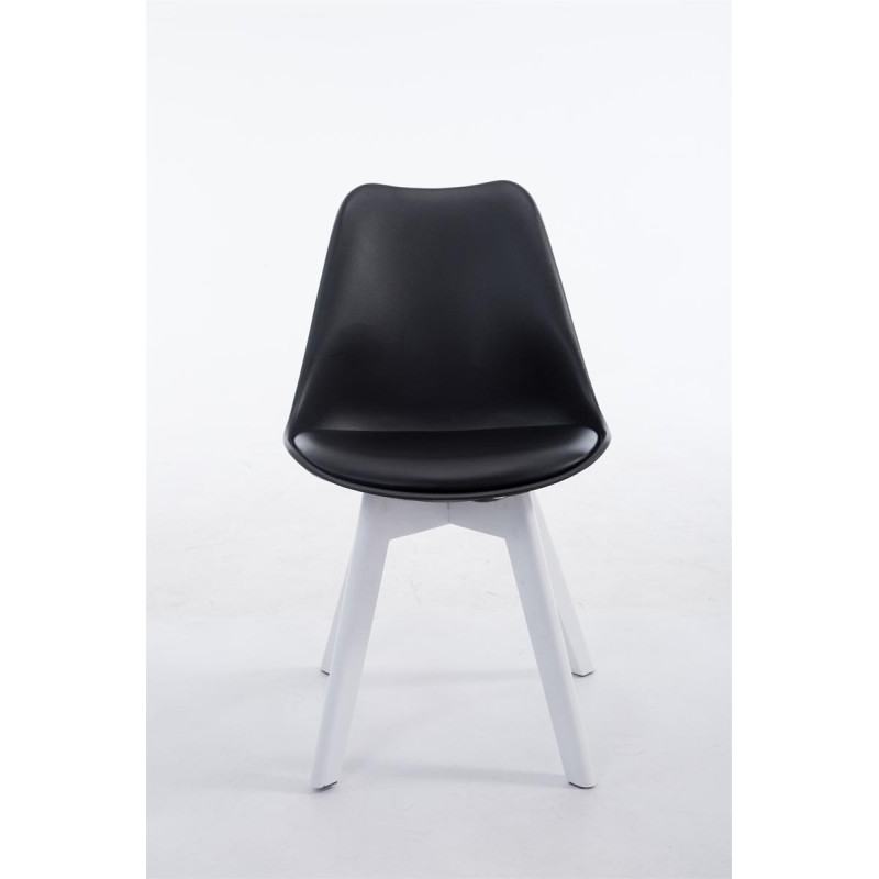 Chaise visiteur Borneo V2 blanche en similicuir noir