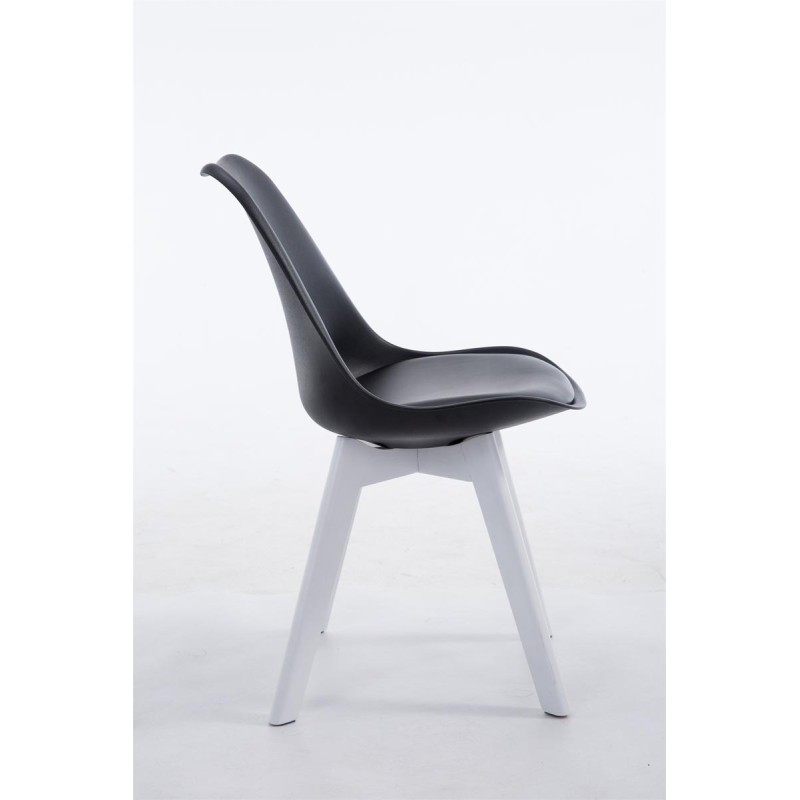 Chaise visiteur Borneo V2 blanche en similicuir noir
