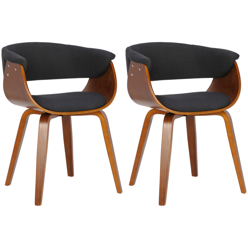 Lot de 2 chaises Bruce en tissu noyer/noir
