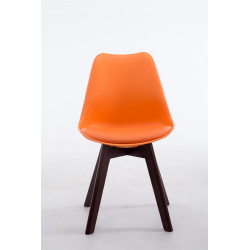 Chaise visiteur Borneo V2 noyer similicuir orange