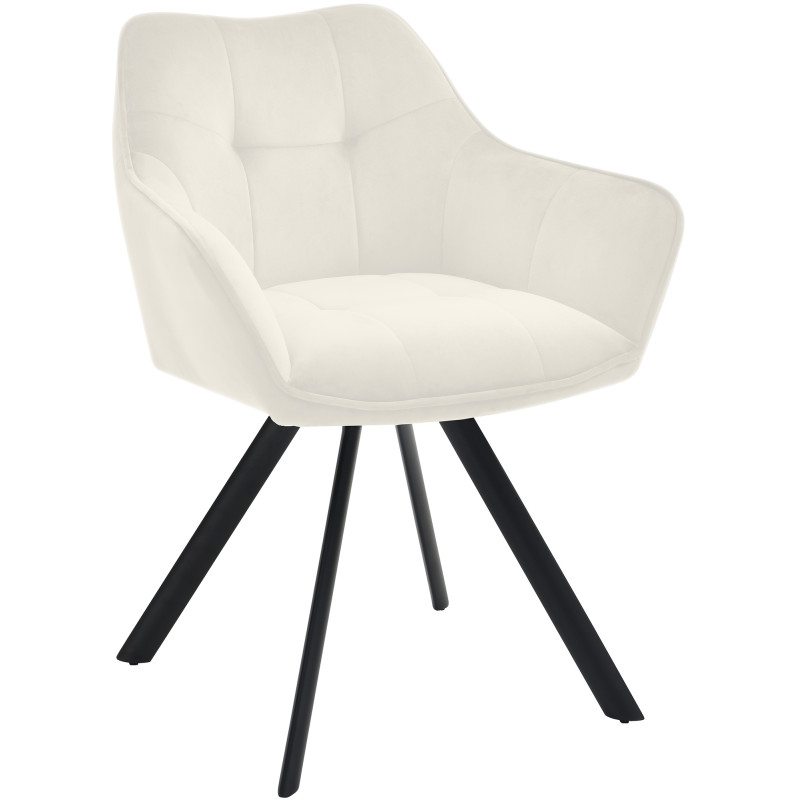 Chaise de salle à manger en velours Scott crème